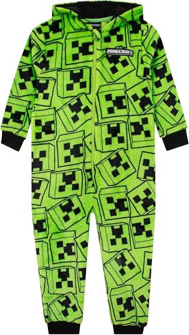 Minecraft Onesie Pajamas For Boys، Creeper Boys Pajamas، Gamer Hooded Fleece Onesie للأطفال in Saudi Arabia