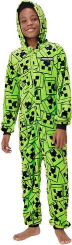 Minecraft Onesie Pajamas For Boys، Creeper Boys Pajamas، Gamer Hooded Fleece Onesie للأطفال in Saudi Arabia