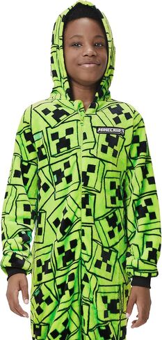 Minecraft Onesie Pajamas For Boys، Creeper Boys Pajamas، Gamer Hooded Fleece Onesie للأطفال in Saudi Arabia