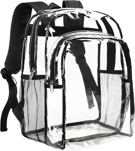Vorspack Clear Backpack Heavy Duty - Transparent See Through Backpacks Extra Large Clear Bookbag for College Work Travel - Black in Kuwait