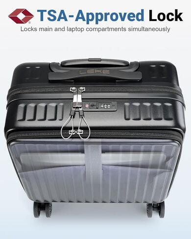 Lekebobor 16 Inch Small Carry on Luggage with Wheels, Airline Approved Hard Shell Suitcase with TSA Lock Front Pocket for Travel for Women Men, Black in Saudi Arabia