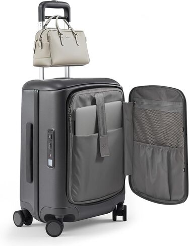 Hang Safe Carry On Luggage,22x14x9 Airline Approved Rolling Suitcase with Spinner Wheels,Bussiness Hard Shell Luggage with TSA Lock&USB Port for Travel,Zipperless,Lightweight,Grey in Saudi Arabia