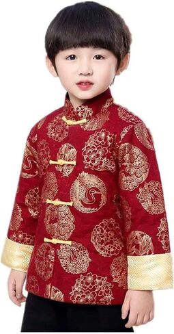 Hooyi Boys Chinese Traditional Costume Clothes Kids Quilted Coat Chinese Outfit Spring Festival Boy's Outerwear in Saudi Arabia