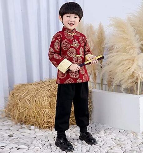 Hooyi Boys Chinese Traditional Costume Clothes Kids Quilted Coat Chinese Outfit Spring Festival Boy's Outerwear in Saudi Arabia