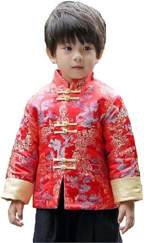 Hooyi Boys Chinese Traditional Costume Clothes Kids Quilted Coat Chinese Outfit Spring Festival Boy's Outerwear in Saudi Arabia