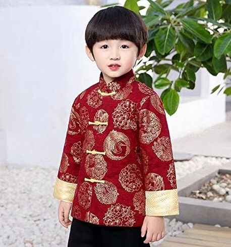 Hooyi Boys Chinese Traditional Costume Clothes Kids Quilted Coat Chinese Outfit Spring Festival Boy's Outerwear in Saudi Arabia