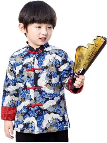 Hooyi Boys Chinese Traditional Costume Clothes Kids Quilted Coat Chinese Outfit Spring Festival Boy's Outerwear in Saudi Arabia