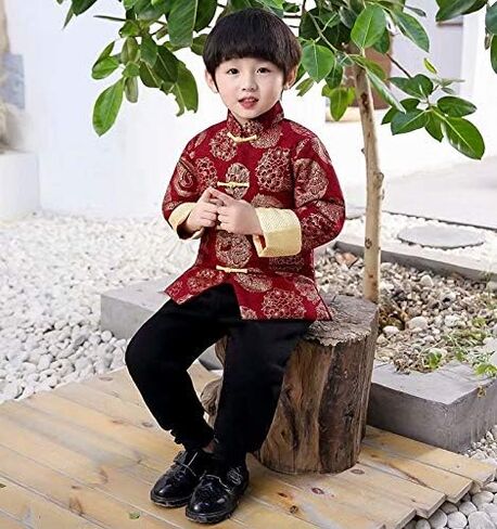Hooyi Boys Chinese Traditional Costume Clothes Kids Quilted Coat Chinese Outfit Spring Festival Boy's Outerwear in Saudi Arabia