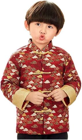 Hooyi Boys Chinese Traditional Costume Clothes Kids Quilted Coat Chinese Outfit Spring Festival Boy's Outerwear in Saudi Arabia