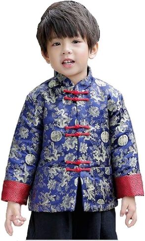 Hooyi Boys Chinese Traditional Costume Clothes Kids Quilted Coat Chinese Outfit Spring Festival Boy's Outerwear in Saudi Arabia