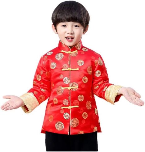 Hooyi Boys Chinese Traditional Costume Clothes Kids Quilted Coat Chinese Outfit Spring Festival Boy's Outerwear in Saudi Arabia