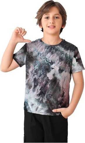 Verdusa Boy's Tie Dye Short Sleeve Casual T-Shirt Top Round Neck Summer Tee Tops in Saudi Arabia
