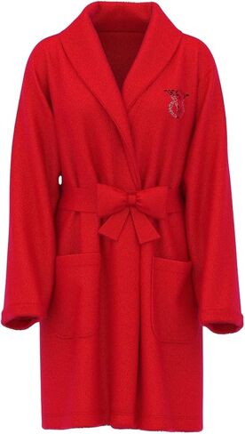 Victoria's Secret Signature Short Cozy Plush Robe Red Belted Wrap with Rhinestone VS Logo New in Saudi Arabia