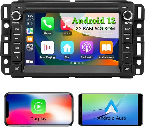 راديو سيار ستيريو للسيارة لشيفروليه تشيفي سيلفرادو تاهو GMC Sierra Yukon ، Android 13 2G+64G مع Carplay Android Auto Bluetooth WiFi GPS Mavigation in Kuwait