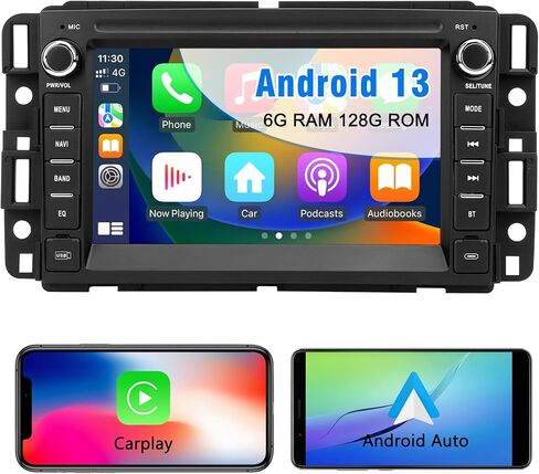 راديو سيار ستيريو للسيارة لشيفروليه تشيفي سيلفرادو تاهو GMC Sierra Yukon ، Android 13 2G+64G مع Carplay Android Auto Bluetooth WiFi GPS Mavigation in Kuwait