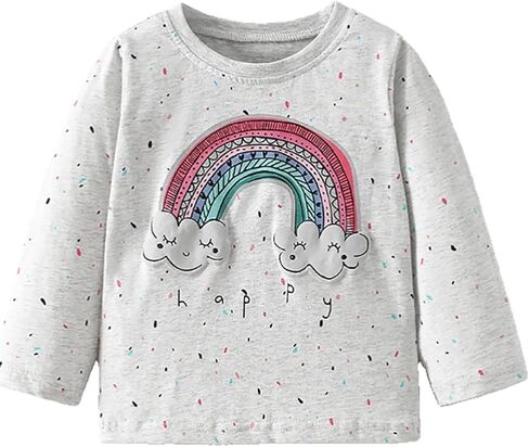 Tkria Girls Sweatshirt Toddler Rainbow Rabbit Fox Butterfly Elephant Long Sleeve Pullover Fall Shirt Kid Outfit Clothes 2-7T in Saudi Arabia
