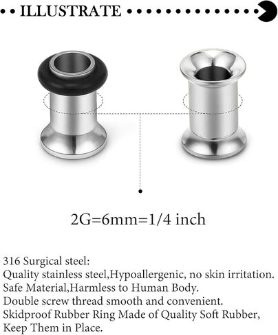 12G 10G 8G 6G 4G 2G 0G 00G قياس الأذن تمتد عدة 316L الجراحية الصلب مقاييس التناقص التدريجي الأنفاق هيبوالرجينيك آذان مقاييس قياس المقابس مجموعة للنساء الرجال in Kuwait