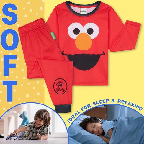 Get Trend Elmo Cookie Monster 2 Pc Pajama Set Boys Girls Toddlers, Sesame Street T Shirt PJ Pants Lounge Set Gifts for Kids in Saudi Arabia