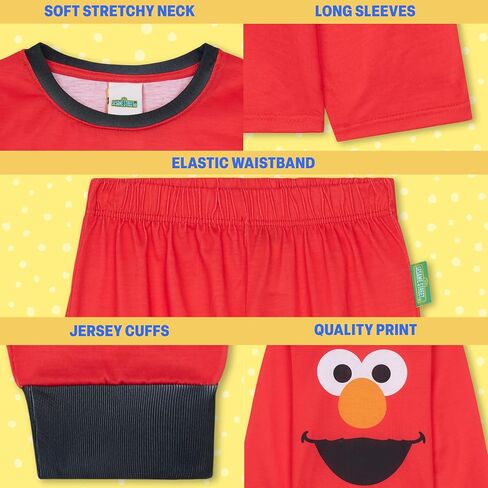 Get Trend Elmo Cookie Monster 2 Pc Pajama Set Boys Girls Toddlers, Sesame Street T Shirt PJ Pants Lounge Set Gifts for Kids in Saudi Arabia
