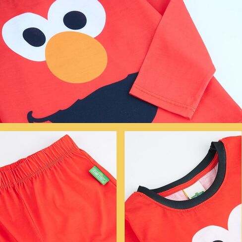 Get Trend Elmo Cookie Monster 2 Pc Pajama Set Boys Girls Toddlers, Sesame Street T Shirt PJ Pants Lounge Set Gifts for Kids in Saudi Arabia