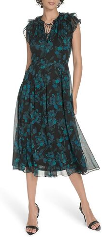 Tommy Hilfiger Womens Flutter Sleeve Tie Neck Midi Dress in Saudi Arabia
