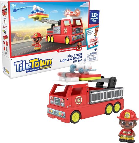 Tile Town Pet Vet Magnetic Tiles Construction Building Playset + Figures, Kids 3-6+, New Action Tiles for Action Play, Realistic Builds, Creative Toy, Great Gift for Boys & Girls in Kuwait