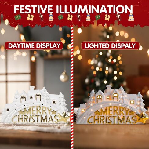 Vipush Christmas Village House Charming Christmas Ceramic Decoration with Lights – Perfect Illuminated Holiday Centerpiece for Your Festive Decor in Saudi Arabia