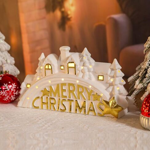 Vipush Christmas Village House Charming Christmas Ceramic Decoration with Lights – Perfect Illuminated Holiday Centerpiece for Your Festive Decor in Saudi Arabia
