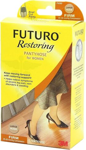 Futuro Beyond Support Pantyhose, Large, Nude, Firm, Full-Cut Panty, 1 Pair in Saudi Arabia