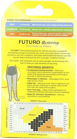 Futuro Beyond Support Pantyhose, Large, Nude, Firm, Full-Cut Panty, 1 Pair in Saudi Arabia