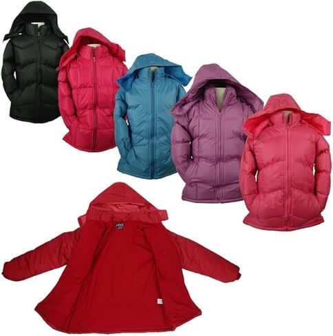 Revess Girls Fleece-Lined Hooded Puffer Jacket- Quilted Coat, 6-Pack Assorted Colors, Sizes (4-7) in Saudi Arabia