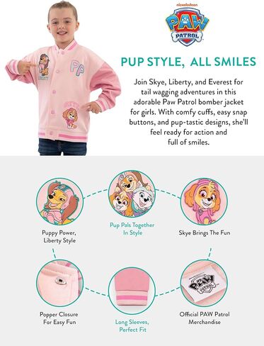 سترة Paw Patrol، سترة Everest، Liberty and Skye للفتيات، سترات قطنية للأطفال، معطف Skye Bomber in Saudi Arabia