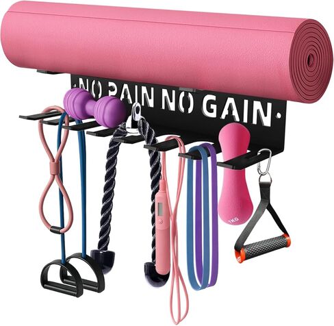 Home Gym Accessories Organization Storage Rack Equipment For Home 8 Hook Wall Hanger Display Gear Barbells Resistance Bands Jump Ropes Lifting Belt Hanger Accessories Hardware Included in Kuwait