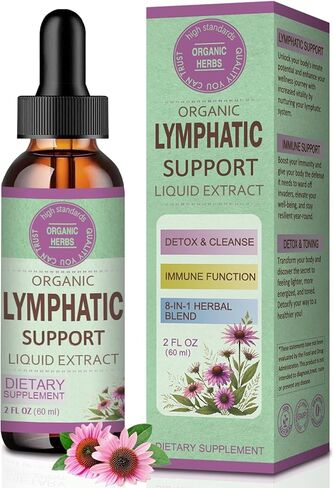 قطرات التصريف اللمفاوي من أوروزو لتنظيف السموم من نظام اللمف، دعم الوذمة اللمفية، تركيبة إشنسا، جذر الأرقطيون، زهرة الآذريون، تستخدم مع أداة تدليك اللمف. 2 أوقية in Kuwait