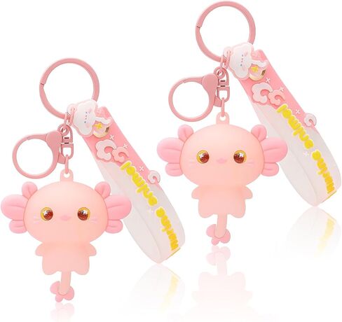 CZFSWT 2 قطعة سلسلة مفاتيح Axolotl، سلسلة مفاتيح Kawaii، هدايا وهدايا رائعة لحفلات Axolotl، ملحقات Axolotl مناسبة لتخزين المفاتيح اليومية وتزيين الأمتعة in Kuwait
