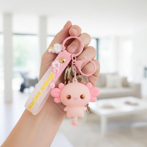 CZFSWT 2 قطعة سلسلة مفاتيح Axolotl، سلسلة مفاتيح Kawaii، هدايا وهدايا رائعة لحفلات Axolotl، ملحقات Axolotl مناسبة لتخزين المفاتيح اليومية وتزيين الأمتعة in Kuwait