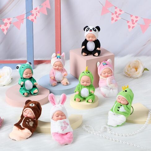 Soulchen 8 Pcs Mini Reborn Dolls Keychain 4 Inch Realistic Dolls Keychain with Animal Clothes Cute Tiny Doll Keyrings for Christmas Handbags Backpacks Keys Birthday Gifts in Saudi Arabia