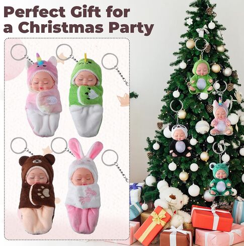 Soulchen 8 Pcs Mini Reborn Dolls Keychain 4 Inch Realistic Dolls Keychain with Animal Clothes Cute Tiny Doll Keyrings for Christmas Handbags Backpacks Keys Birthday Gifts in Saudi Arabia