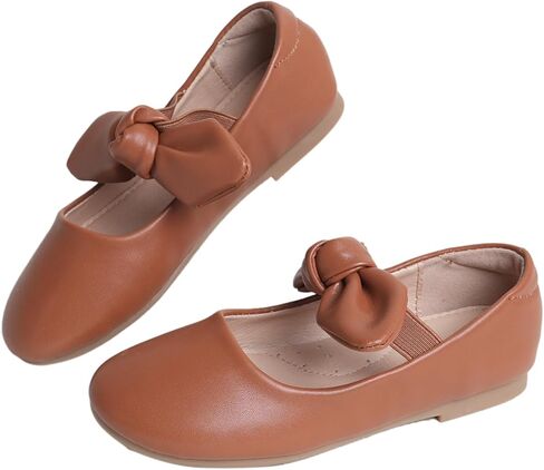 Girls Mary Jane Dress Shoes Ballerina Flats - Toddler/Little Kid Bow Decor for School & Daily Wear Comfortable Slip-On Uniform Shoes for Parties, Weddings & Casual Occasions in Saudi Arabia