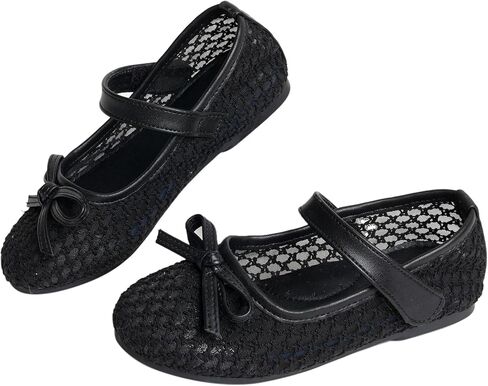 Girls Mary Jane Dress Shoes Ballerina Flats- Toddler/Little Kid Breathable Dress Shoes with Bow Lightweight School Uniform Shoes for Parties, Daily Wear & Special in Saudi Arabia