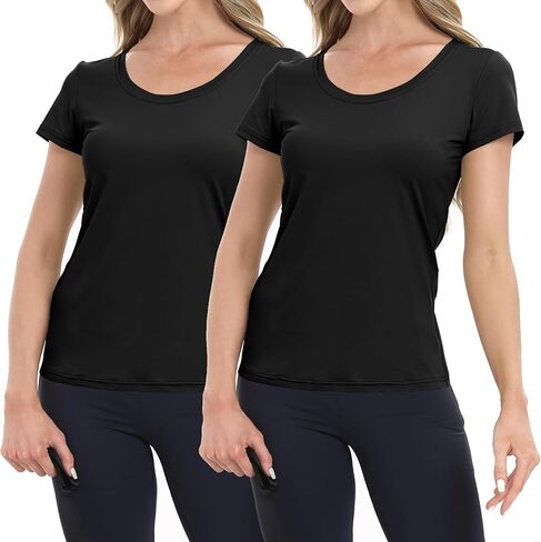 BIG ELEPHANT Womens 2 Pack Short Sleeve Pajama Shirts Sleep Tops Crew Neck Lounge T-Shirts for Women Home and Casual in Saudi Arabia