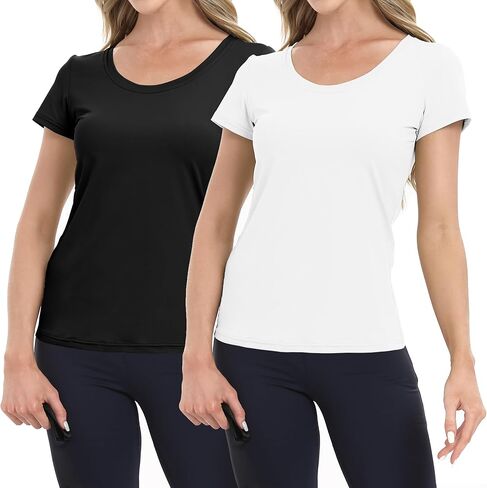BIG ELEPHANT Womens 2 Pack Short Sleeve Pajama Shirts Sleep Tops Crew Neck Lounge T-Shirts for Women Home and Casual in Saudi Arabia