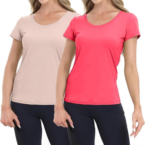 BIG ELEPHANT Womens 2 Pack Short Sleeve Pajama Shirts Sleep Tops Crew Neck Lounge T-Shirts for Women Home and Casual in Saudi Arabia