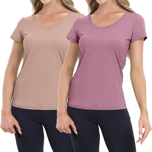 BIG ELEPHANT Womens 2 Pack Short Sleeve Pajama Shirts Sleep Tops Crew Neck Lounge T-Shirts for Women Home and Casual in Saudi Arabia