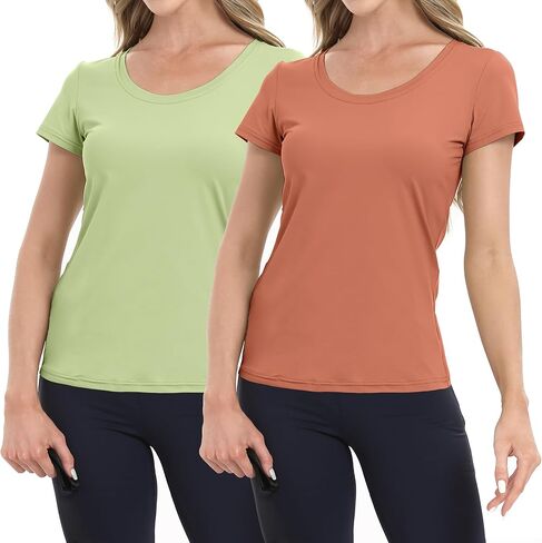 BIG ELEPHANT Womens 2 Pack Short Sleeve Pajama Shirts Sleep Tops Crew Neck Lounge T-Shirts for Women Home and Casual in Saudi Arabia