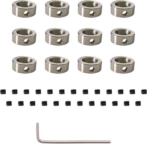 RUIAN 1/4" Bore Shaft Collar 6mm Bore Zinc Plated Solid Steel Screw Style Lock Collars with 1/4" Bore Size,1/2" Outer Diameter, and 5/16" Width, 12Pcs in Kuwait