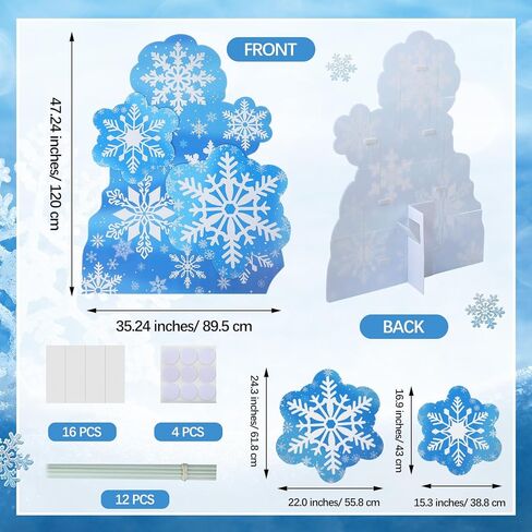 4 Ft Frozen Snowflake Stand-Up Cutout Winter Wonderland Decorations, Blue Snowflake Cardboard Cutout Christmas Party Photo Props for Winter Xmas Party Supplies, Photo Booth Backdrop in Saudi Arabia