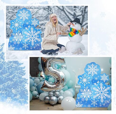 4 Ft Frozen Snowflake Stand-Up Cutout Winter Wonderland Decorations, Blue Snowflake Cardboard Cutout Christmas Party Photo Props for Winter Xmas Party Supplies, Photo Booth Backdrop in Saudi Arabia