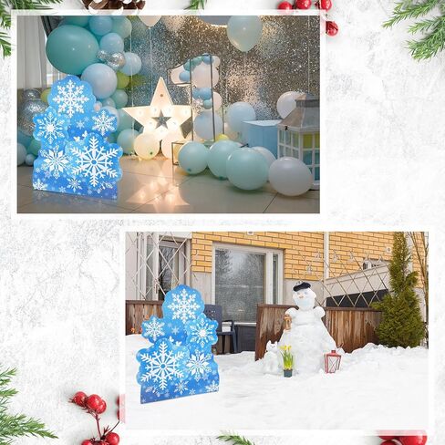 4 Ft Frozen Snowflake Stand-Up Cutout Winter Wonderland Decorations, Blue Snowflake Cardboard Cutout Christmas Party Photo Props for Winter Xmas Party Supplies, Photo Booth Backdrop in Saudi Arabia