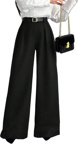GORGLITTER Women's High Waisted Trousers Dress Pants Dressy Casual Wide Leg Straight Business Casual Work Slacks Pants in Saudi Arabia